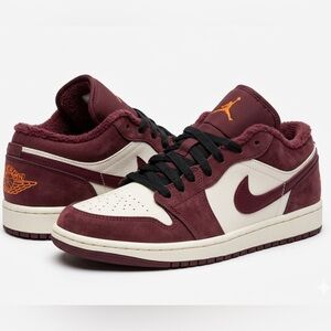 Nike Air Jordan 1 Low SE Grade School 7Y Burgundy White Sneakers Running Shoes